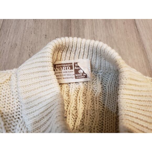 Vintage 90's Montgomery Ward Fisherman 100% Acrylic Sweater Size Large - Picture 3 of 6